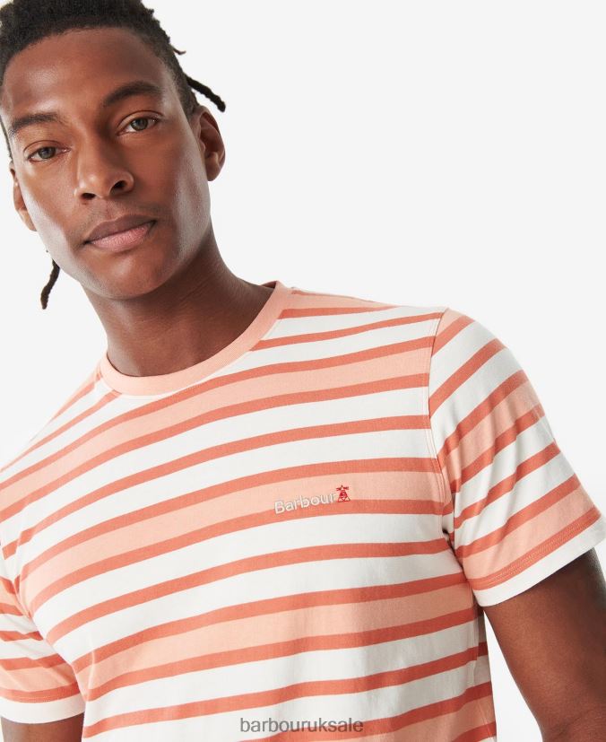Crundale Stripe T-Shirt Barbour Men R08LB6795 Clothing Faded Orange