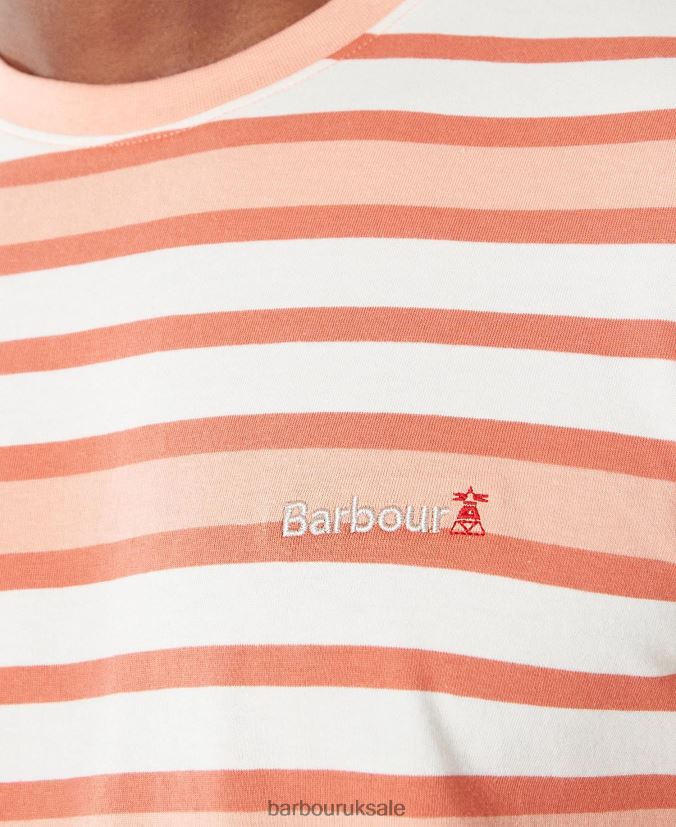 Crundale Stripe T-Shirt Barbour Men R08LB6795 Clothing Faded Orange