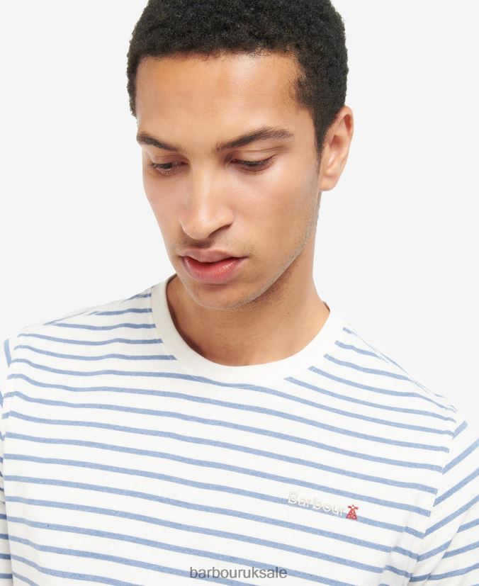 Dent Striped T-Shirt Barbour Men R08LB6828 Clothing Powder Blue