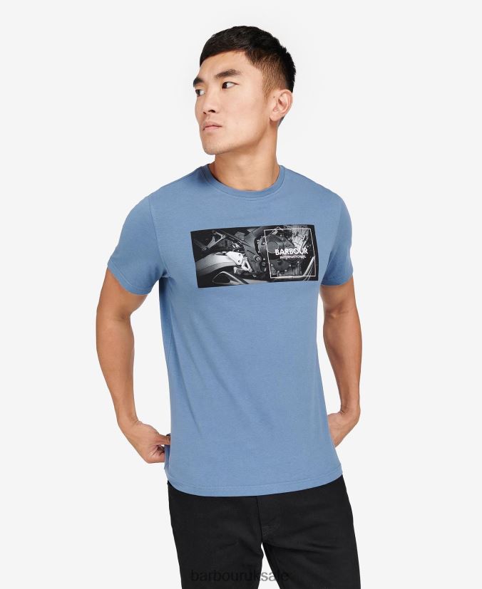 Fairing Graphic-Print T-Shirt Barbour Men R08LB6948 Clothing Blue Horizon