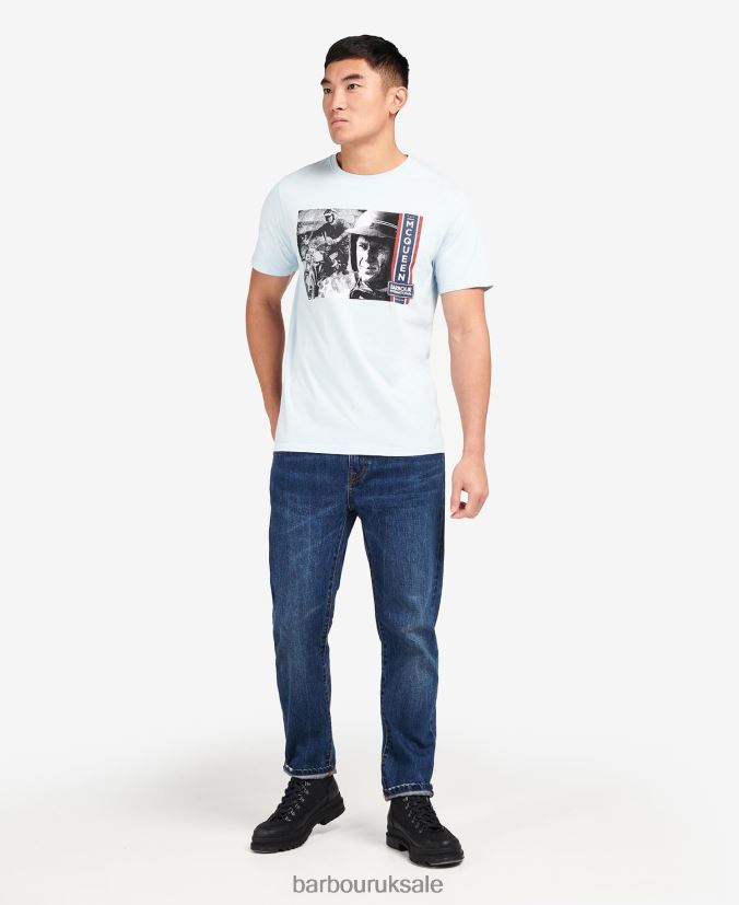 Harris Graphic T-Shirt Barbour Men R08LB6966 Clothing Pale Sky