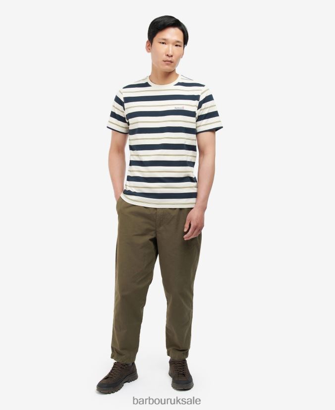 Kendray Stripe T-Shirt Barbour Men R08LB6860 Clothing Whisper White