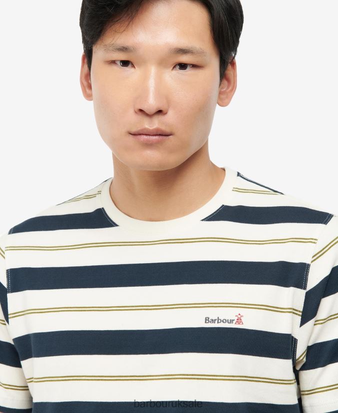 Kendray Stripe T-Shirt Barbour Men R08LB6860 Clothing Whisper White