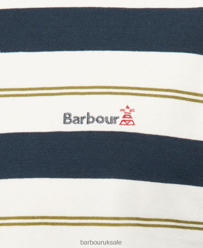 Kendray Stripe T-Shirt Barbour Men R08LB6860 Clothing Whisper White