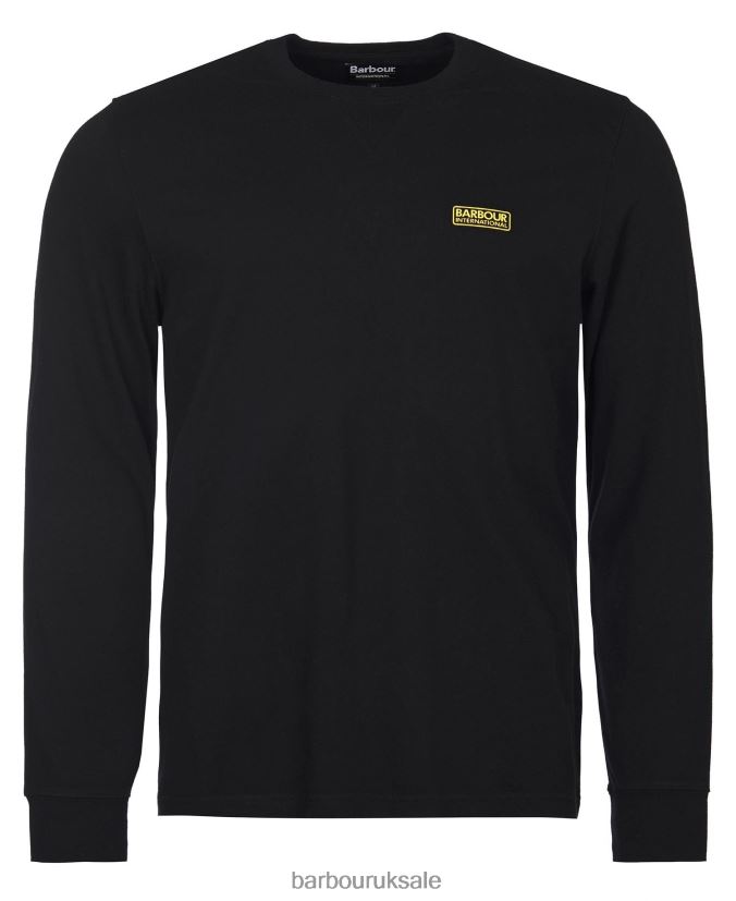 Long Sleeved Logo T-Shirt Barbour Men R08LB6898 Clothing Black