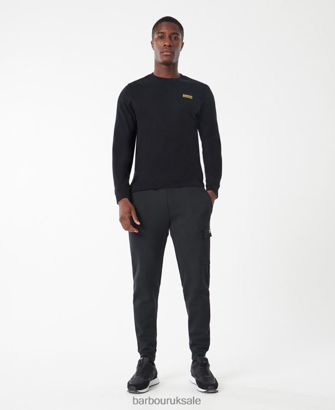 Long Sleeved Logo T-Shirt Barbour Men R08LB6898 Clothing Black