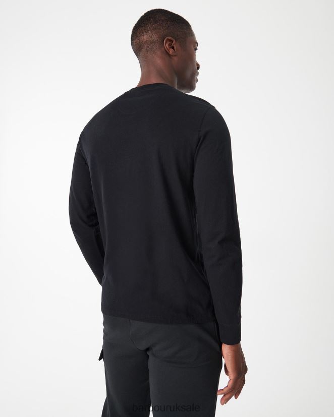 Long Sleeved Logo T-Shirt Barbour Men R08LB6898 Clothing Black