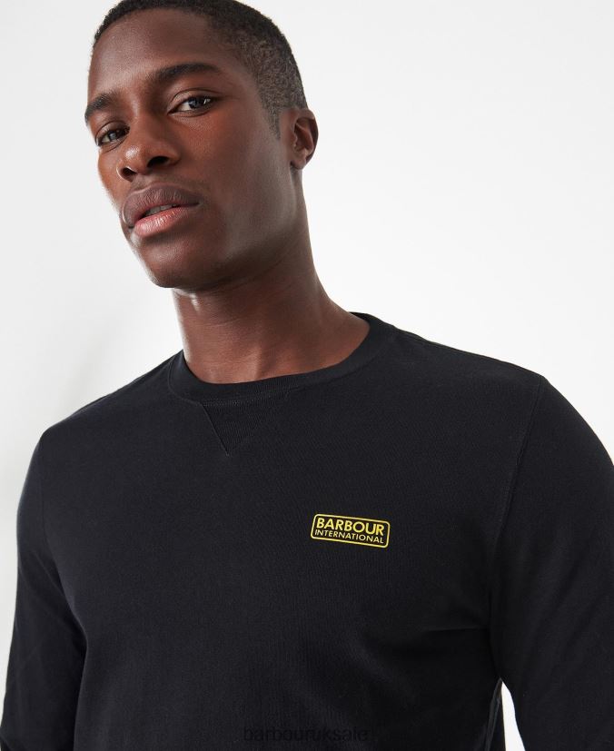 Long Sleeved Logo T-Shirt Barbour Men R08LB6898 Clothing Black