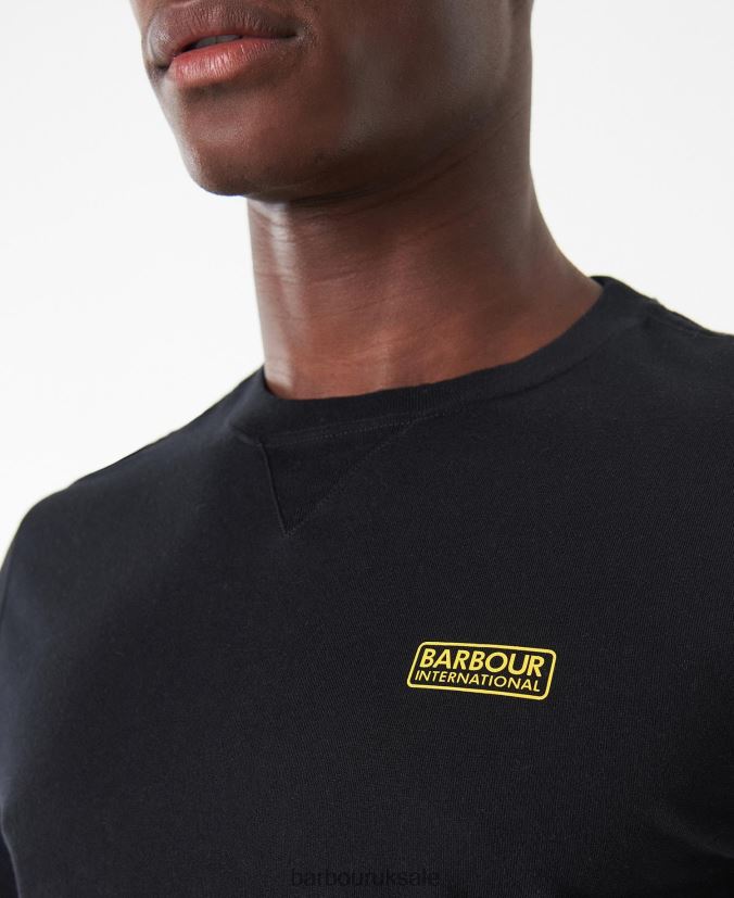 Long Sleeved Logo T-Shirt Barbour Men R08LB6898 Clothing Black