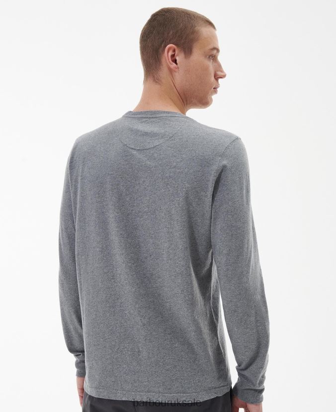 Long Sleeved Logo T-Shirt Barbour Men R08LB6899 Clothing Black