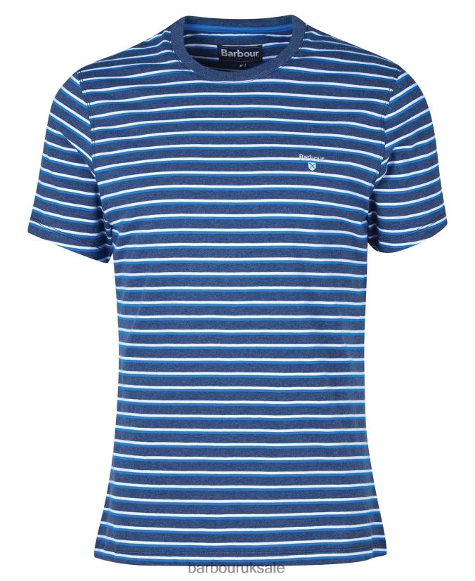 Ponte Striped T-Shirt Barbour Men R08LB6889 Clothing Grey Marl
