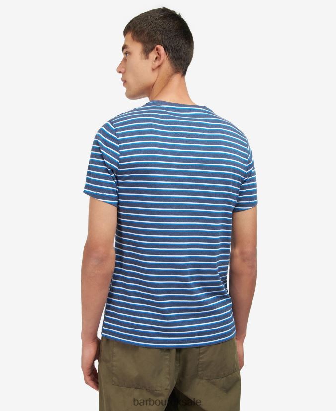 Ponte Striped T-Shirt Barbour Men R08LB6889 Clothing Grey Marl