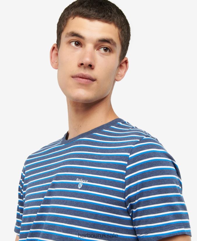 Ponte Striped T-Shirt Barbour Men R08LB6889 Clothing Grey Marl
