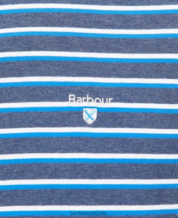 Ponte Striped T-Shirt Barbour Men R08LB6889 Clothing Grey Marl