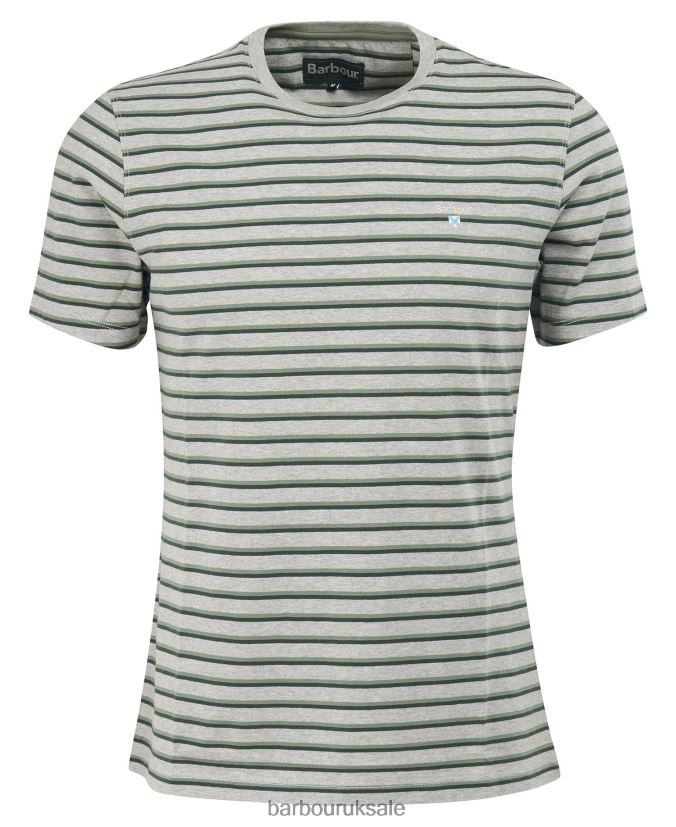 Ponte Striped T-Shirt Barbour Men R08LB6934 Clothing Grey Marl
