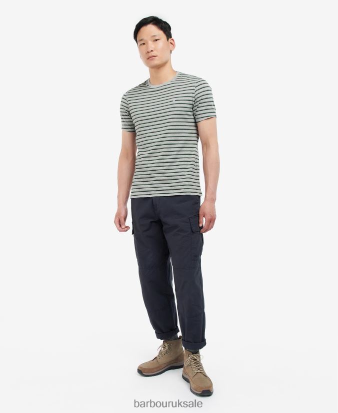 Ponte Striped T-Shirt Barbour Men R08LB6934 Clothing Grey Marl