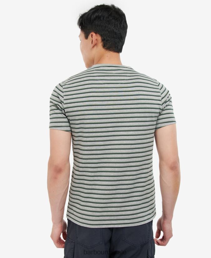 Ponte Striped T-Shirt Barbour Men R08LB6934 Clothing Grey Marl