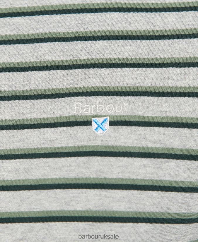 Ponte Striped T-Shirt Barbour Men R08LB6934 Clothing Grey Marl