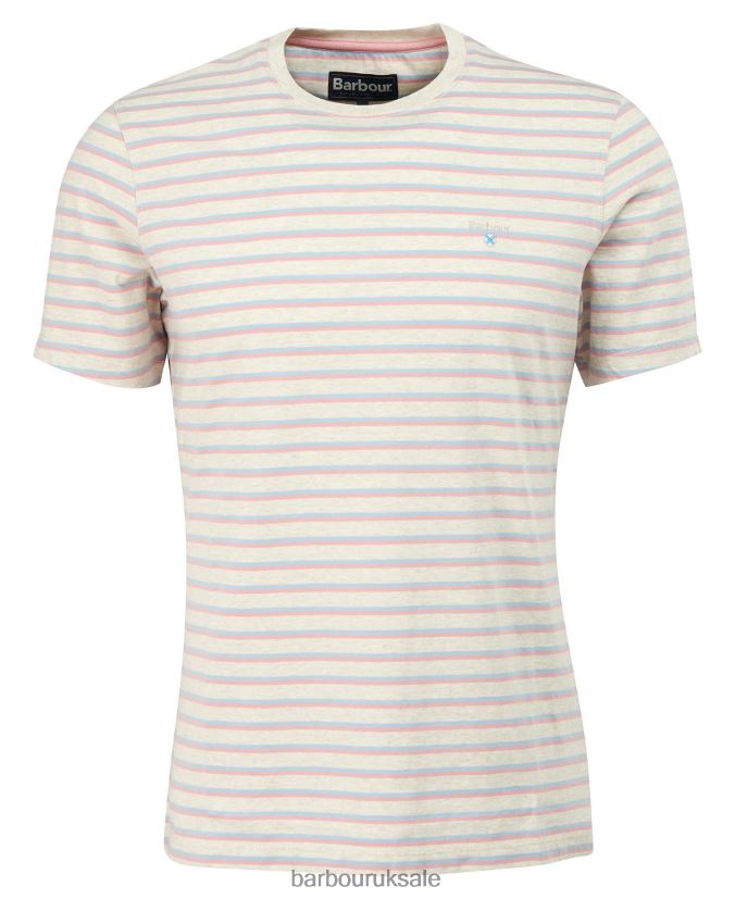 Ponte Striped T-Shirt Barbour Men R08LB6939 Clothing Grey Marl