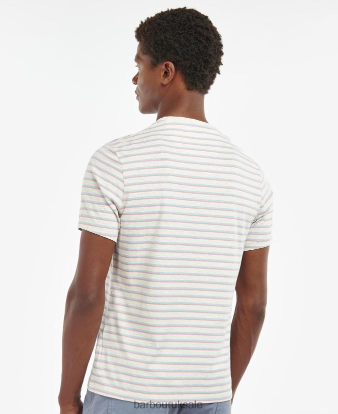 Ponte Striped T-Shirt Barbour Men R08LB6939 Clothing Grey Marl