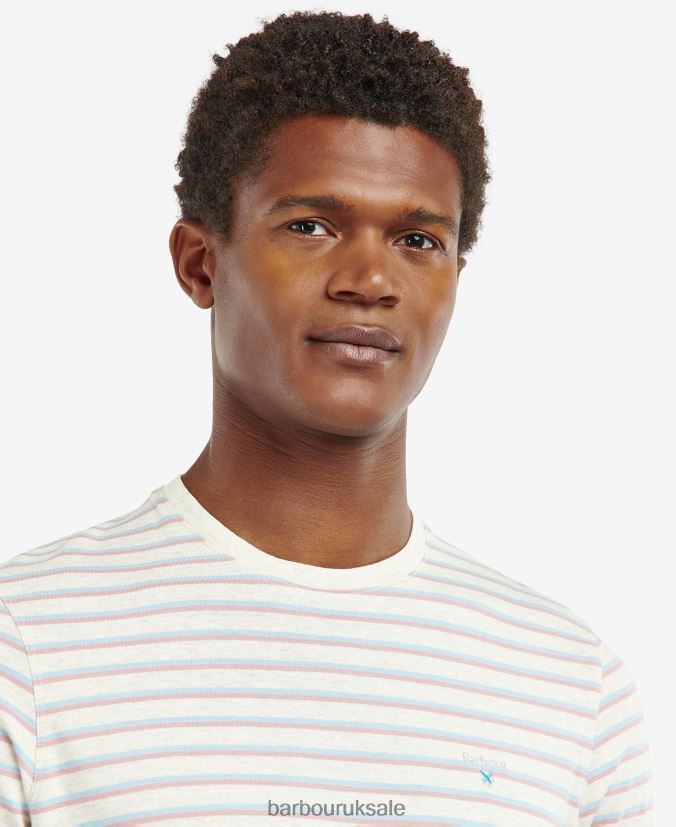 Ponte Striped T-Shirt Barbour Men R08LB6939 Clothing Grey Marl