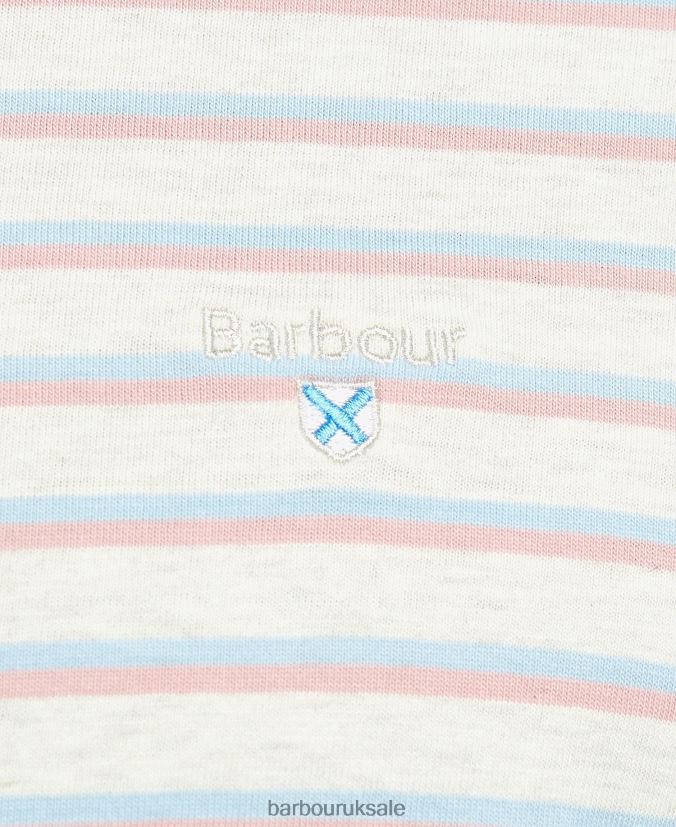 Ponte Striped T-Shirt Barbour Men R08LB6939 Clothing Grey Marl