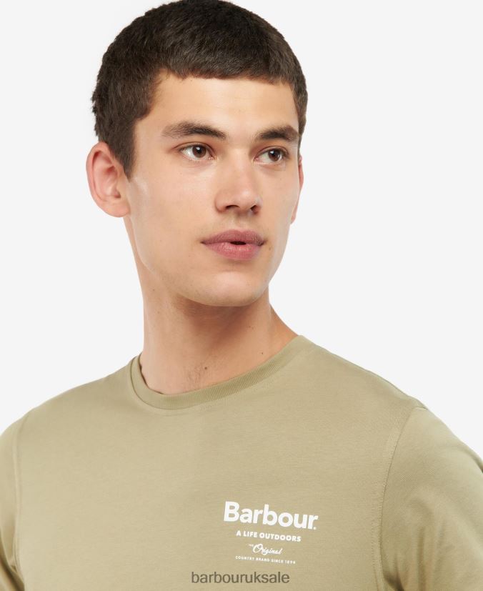 Satley Graphic-Print T-Shirt Barbour Men R08LB6814 Clothing Bleached Olive