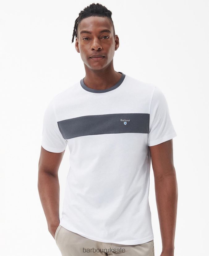 Steaford Panel T-Shirt Barbour Men R08LB6754 Clothing Classic White