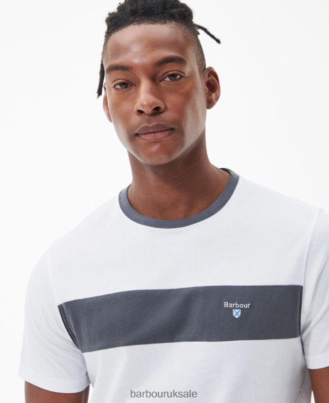 Steaford Panel T-Shirt Barbour Men R08LB6754 Clothing Classic White