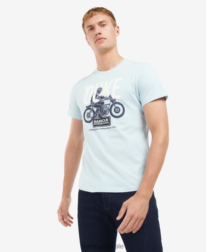 Thrift Graphic-Print T-Shirt Barbour Men R08LB6841 Clothing Pale Sky