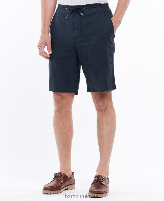 Linen Cotton Mix Shorts Barbour Men R08LB61148 Clothing Military Green