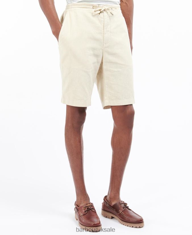 Linen Cotton Mix Shorts Barbour Men R08LB61155 Clothing Military Green
