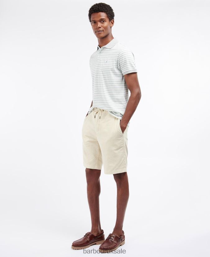 Linen Cotton Mix Shorts Barbour Men R08LB61155 Clothing Military Green