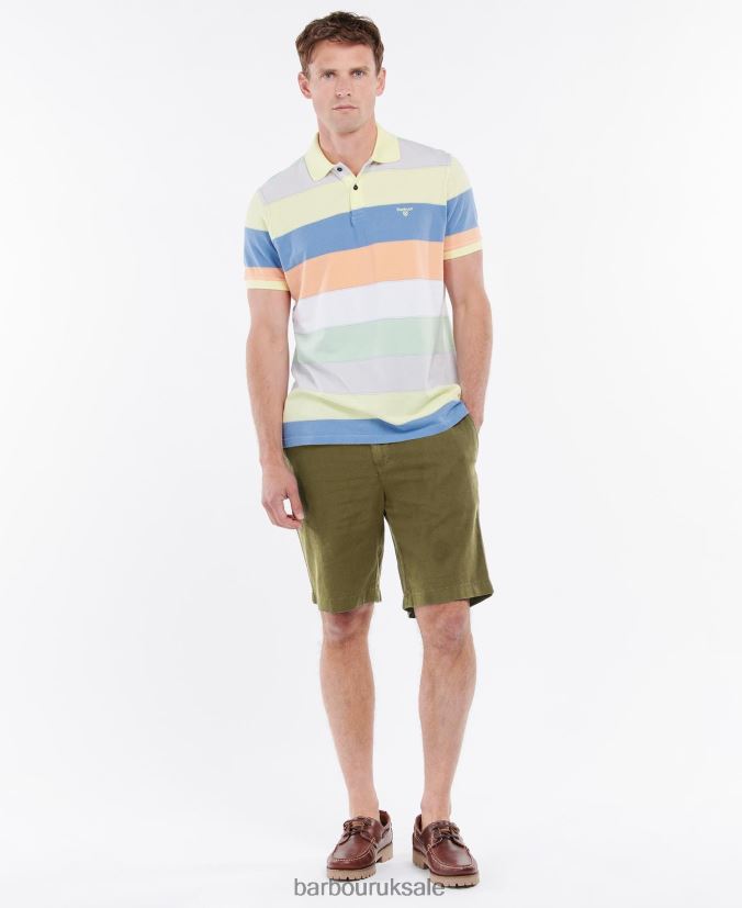 Linen Cotton Mix Shorts Barbour Men R08LB61165 Clothing Military Green