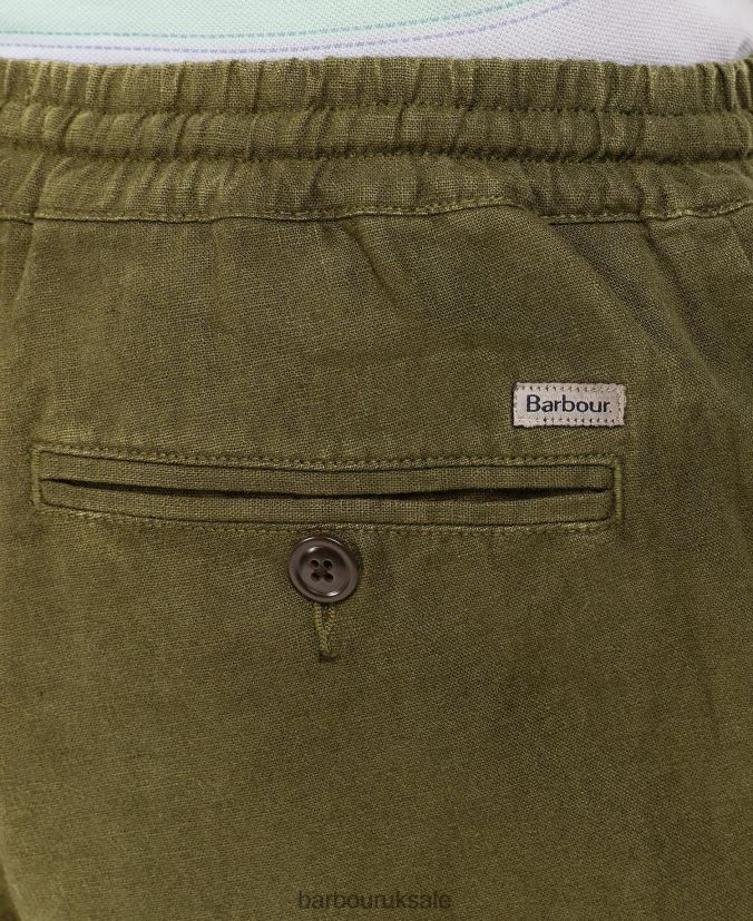 Linen Cotton Mix Shorts Barbour Men R08LB61165 Clothing Military Green