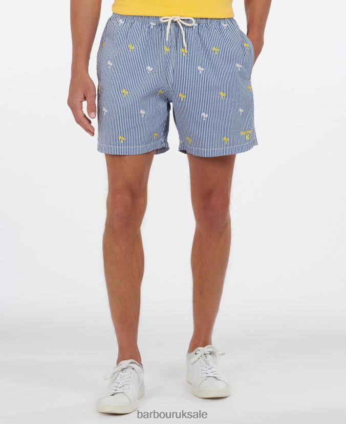 Palm Stripe Swim Shorts Barbour Men R08LB61209 Clothing Navy