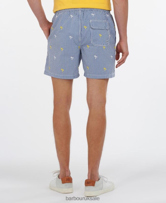 Palm Stripe Swim Shorts Barbour Men R08LB61209 Clothing Navy