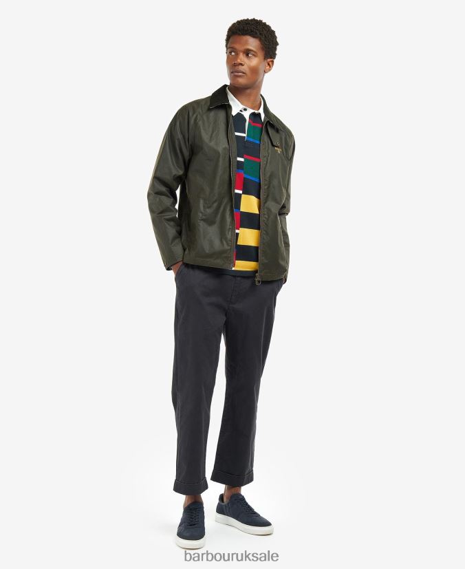 College Wax Jacket Barbour Men R08LB654 Clothing Navy/Ivy Tartan