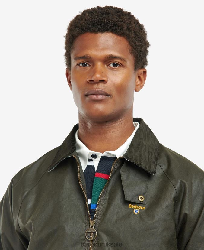 College Wax Jacket Barbour Men R08LB654 Clothing Navy/Ivy Tartan