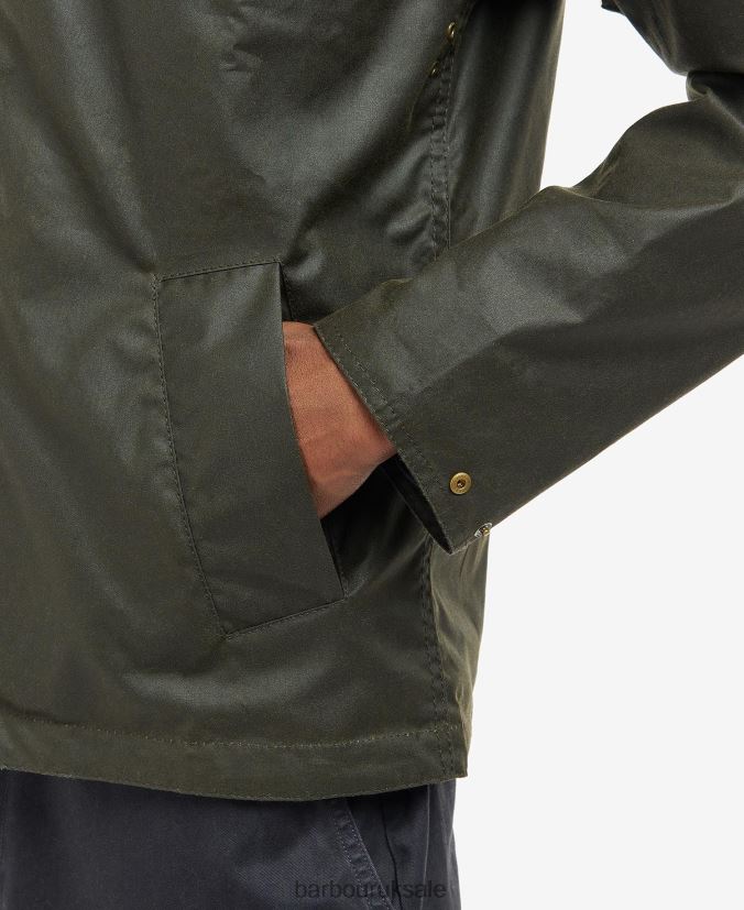 College Wax Jacket Barbour Men R08LB654 Clothing Navy/Ivy Tartan