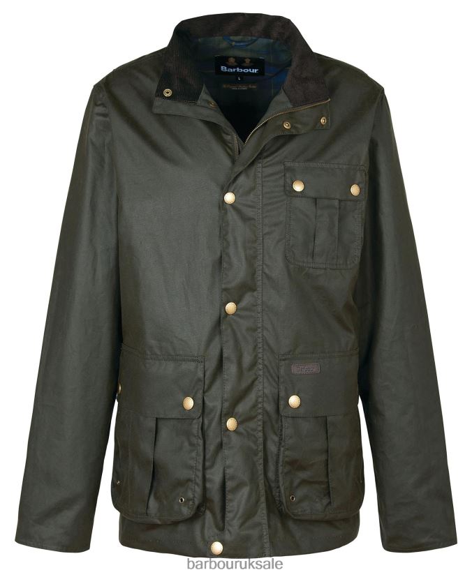 Dunlin Waxed Jacket Barbour Men R08LB626 Clothing Olive/Classic Tartan