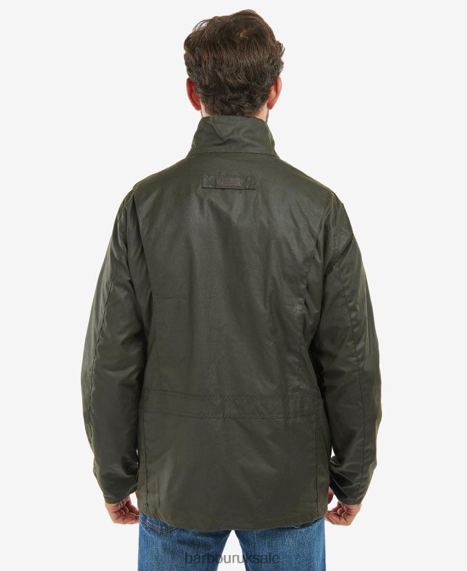 Dunlin Waxed Jacket Barbour Men R08LB626 Clothing Olive/Classic Tartan