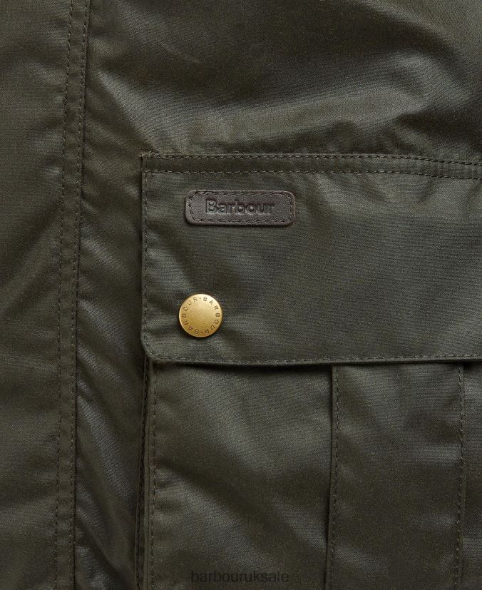 Dunlin Waxed Jacket Barbour Men R08LB626 Clothing Olive/Classic Tartan