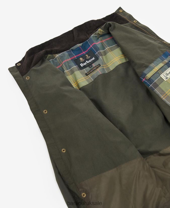 Dunlin Waxed Jacket Barbour Men R08LB626 Clothing Olive/Classic Tartan