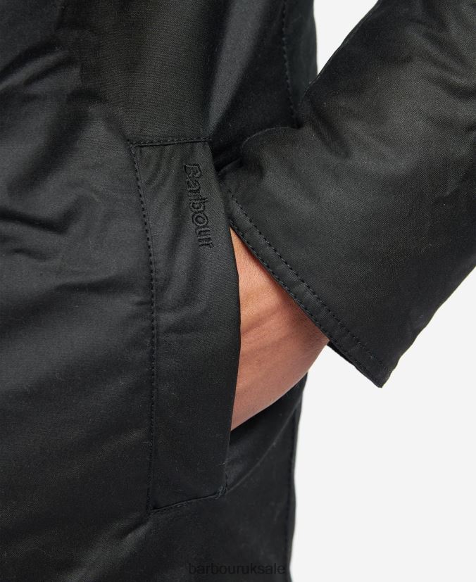Kenstone Wax Jacket Barbour Men R08LB671 Clothing Black/Cordovan