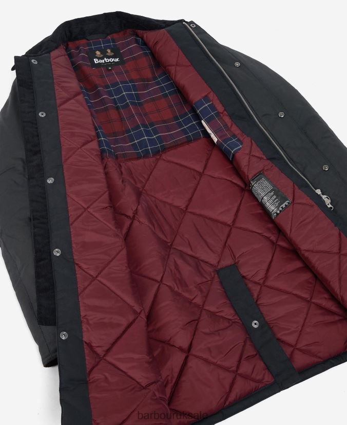 Kenstone Wax Jacket Barbour Men R08LB671 Clothing Black/Cordovan