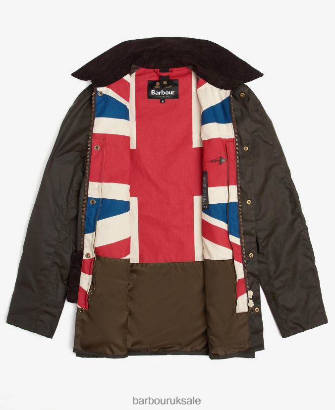Limited Edition Union Jack Ashby Wax Jacket Barbour Men R08LB63 Clothing Olive