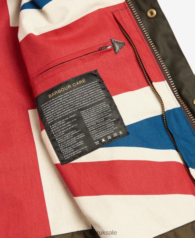 Limited Edition Union Jack Ashby Wax Jacket Barbour Men R08LB63 Clothing Olive