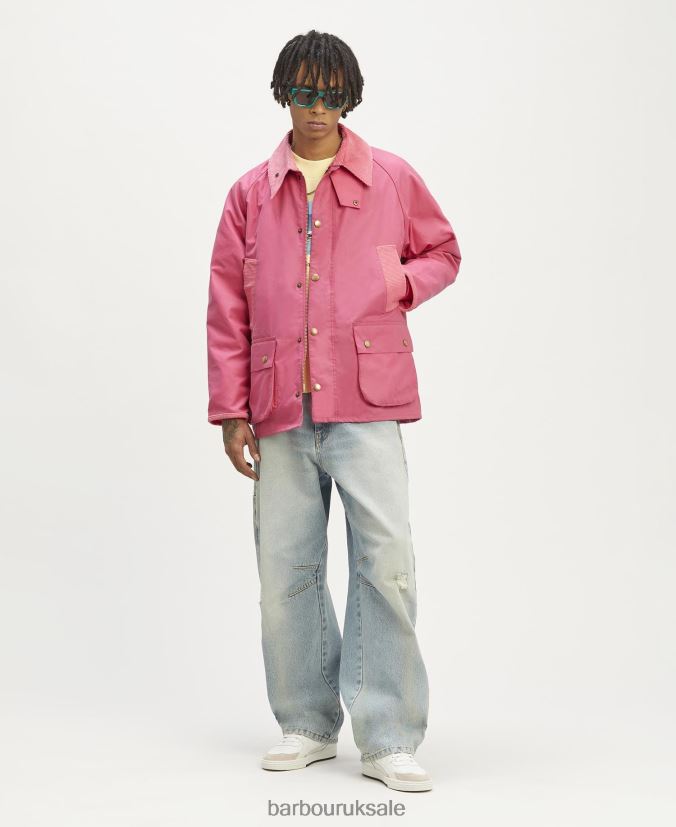 Malik Bedale Wax Jacket Palm Angels x Barbour Men R08LB672 Clothing Hot Pink