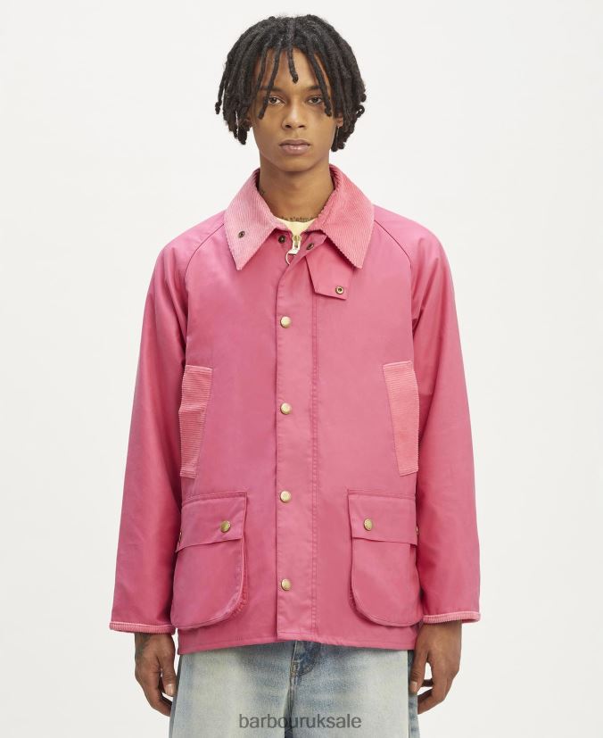 Malik Bedale Wax Jacket Palm Angels x Barbour Men R08LB672 Clothing Hot Pink